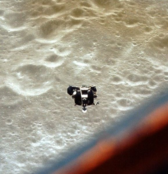 The Apollo 10 lunar module Snoopy returns from almost landing on the moon 