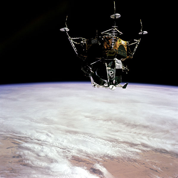 Testing the Apollo 9 lunar module Spider in earth orbit